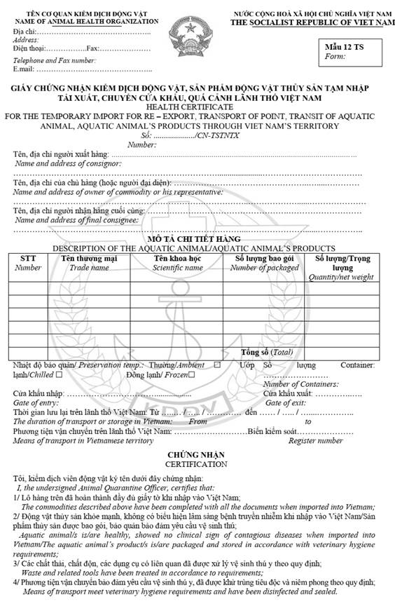Circular No. 03/2026/TT-BNNMT on quarantine of aquatic animals and products thereof 21 image006